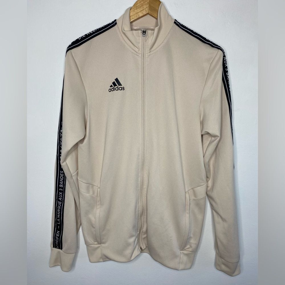 Adidas The Brand With The 3 Stripes Cream Track Zip Up Jacket Size Small